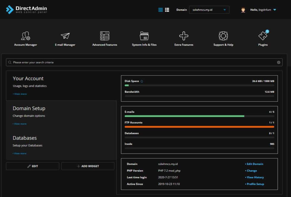 Mempelajari DirectAdmin sebagai web hosting control panel